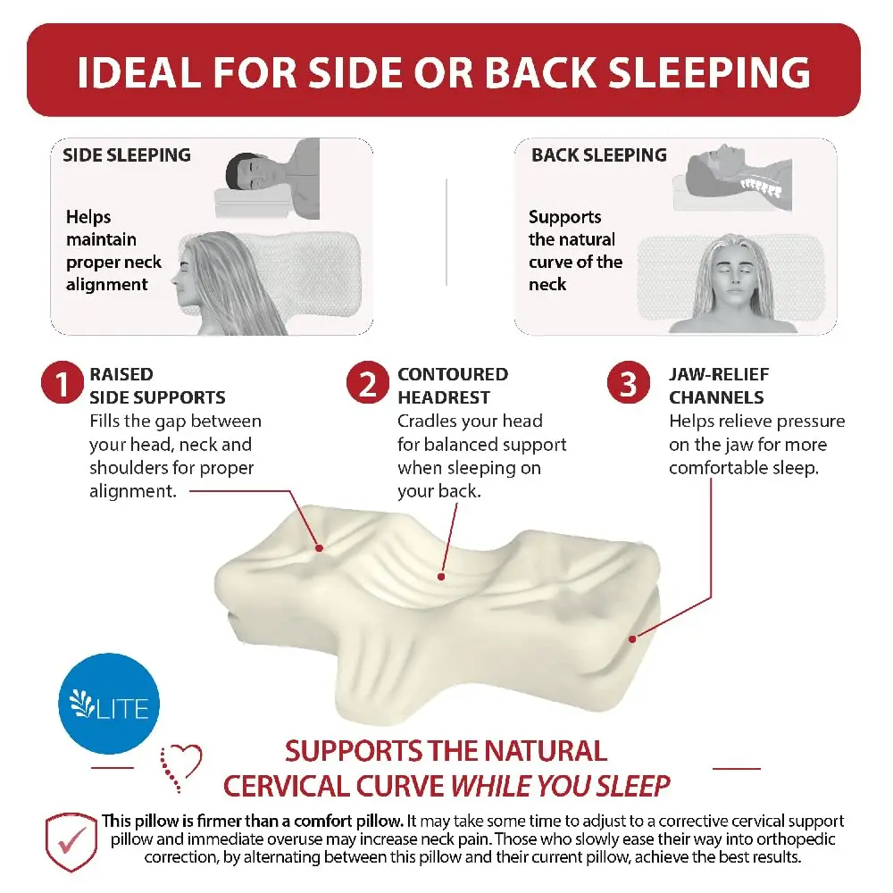 Therapeutica Cervical Pillow Large | Ergonomic Neck Support for Back & Side Sleepers - view 6