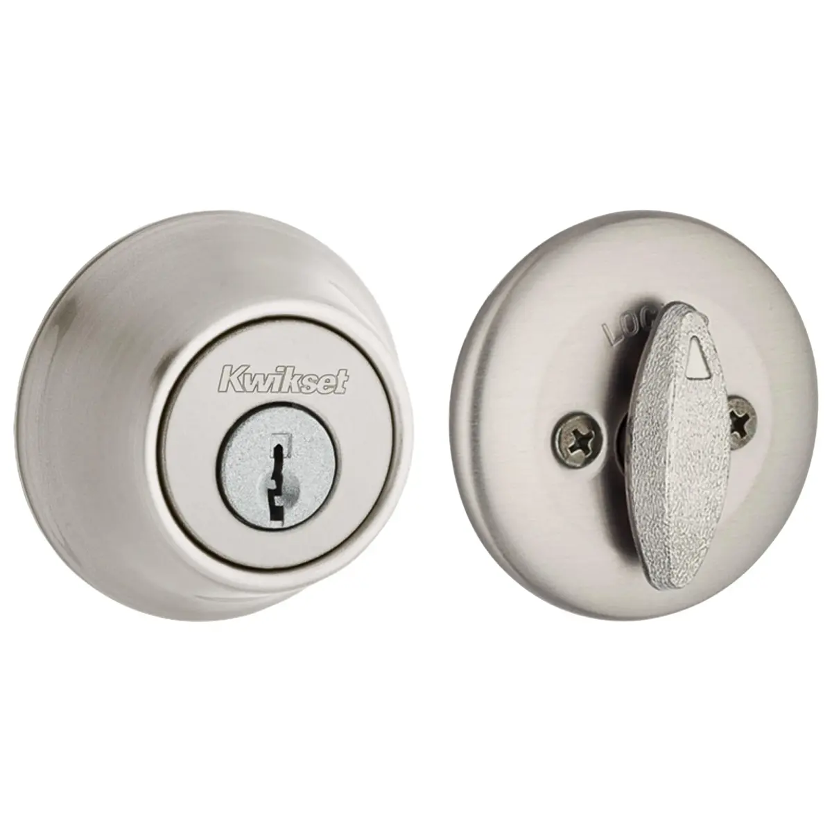 Kwikset 660 Single Cylinder Deadbolt Lock, Satin Nickel, 3.5 cm (1.38") Door Thickness | BHMA Grade 3 Certified Security - main product image