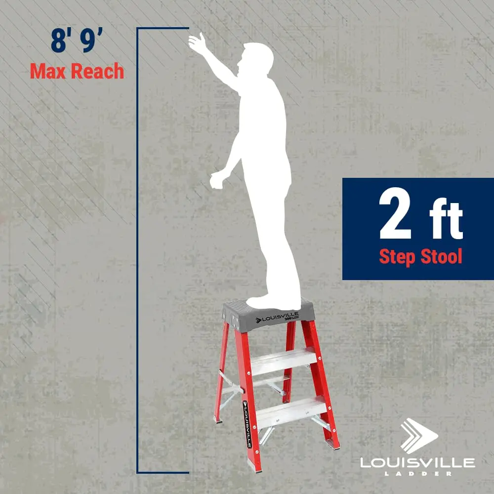 Louisville Ladder 2 ft Fiberglass Step Stool, FS1502, Type IA, 300 lbs | Industrial Grade Non-Conductive Ladder - view 2
