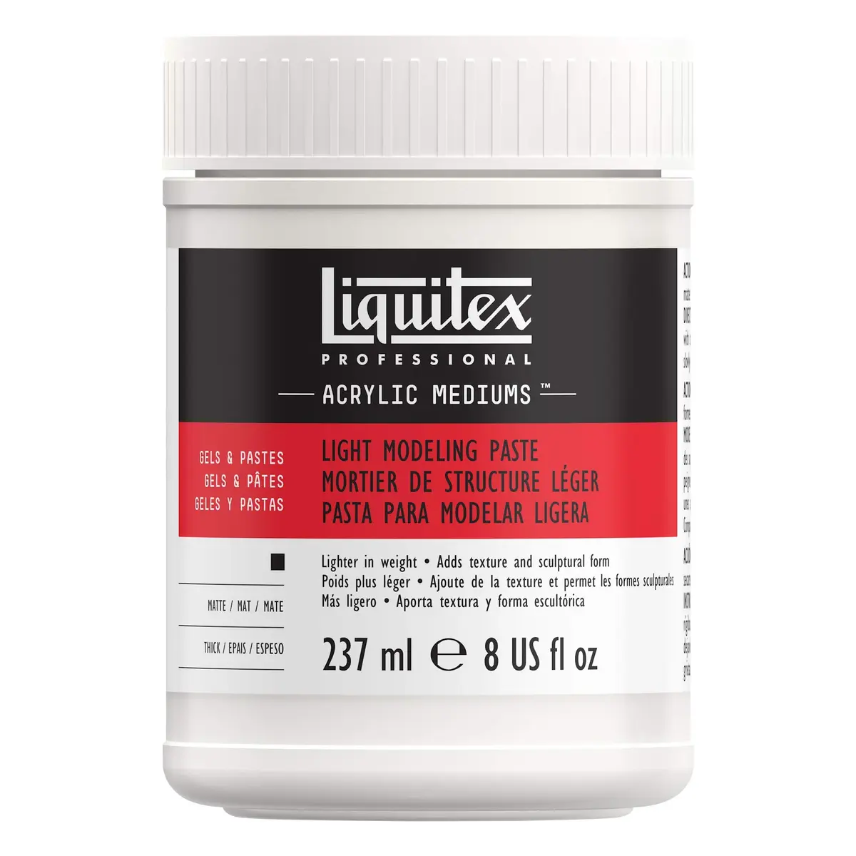 Liquitex Professional Light Modeling Paste 237ml (8-oz) | Lightweight Sculptural Gel for Art - main product image
