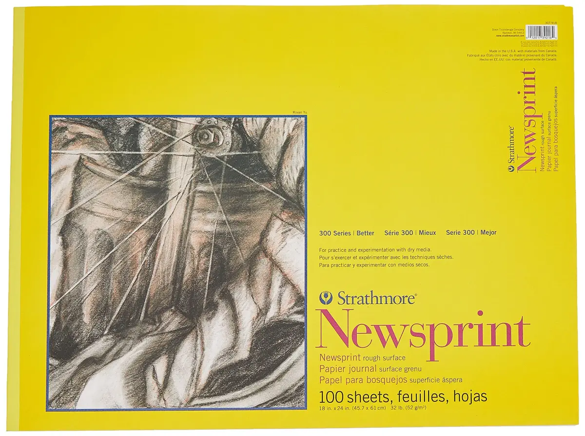 Strathmore 300 Series Newsprint Pad 45.72cm x 60.96cm (18 x 24 inches) | 100 Sheets Rough Paper for Sketching - view 2