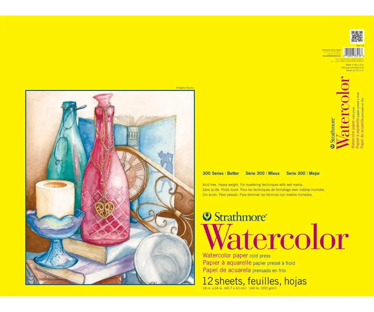 Strathmore 300 Series Watercolor Paper Pad, Tape Bound, 45.72cm x 60.96cm | Acid-Free Cold Press Artist Paper - main product image