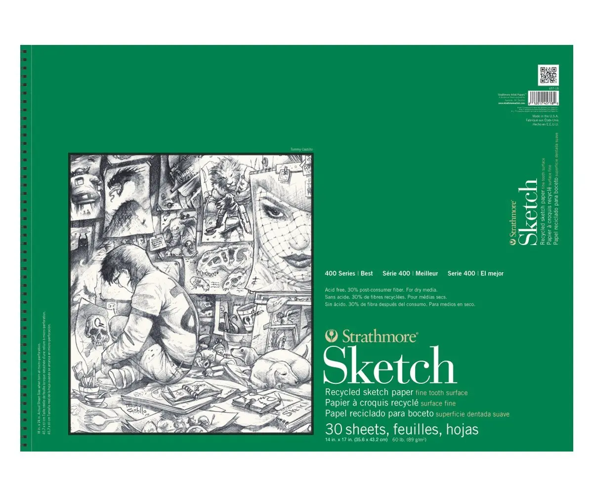 Strathmore 400 Series Sketch Pad, Recycled Paper, 14x17 inch | Artist Sketchbook for Drawing & Illustration - main product image