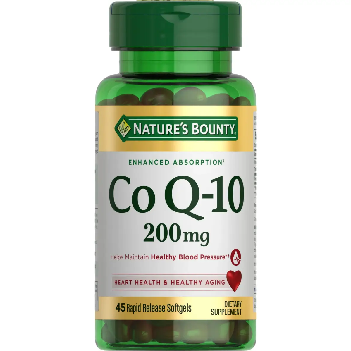 Nature's Bounty CoQ10 200mg Rapid Release Softgels 45 Count | Supports Heart Health & Cellular Energy - main product image