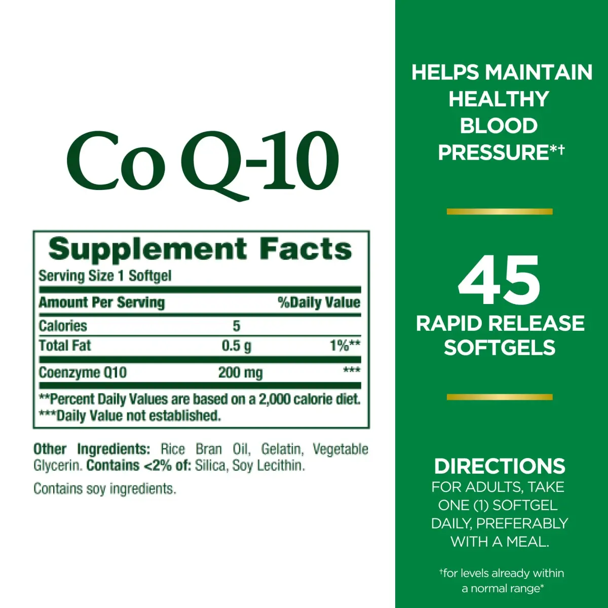 Nature's Bounty CoQ10 200mg Rapid Release Softgels 45 Count | Supports Heart Health & Cellular Energy - view 2