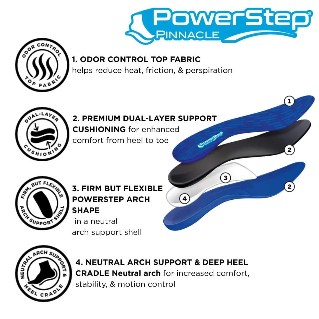 PowerStep Pinnacle Insoles | Plantar Fasciitis Relief & Neutral Arch Support (Men's 7-7.5 / Women's 9-9.5) - view 3