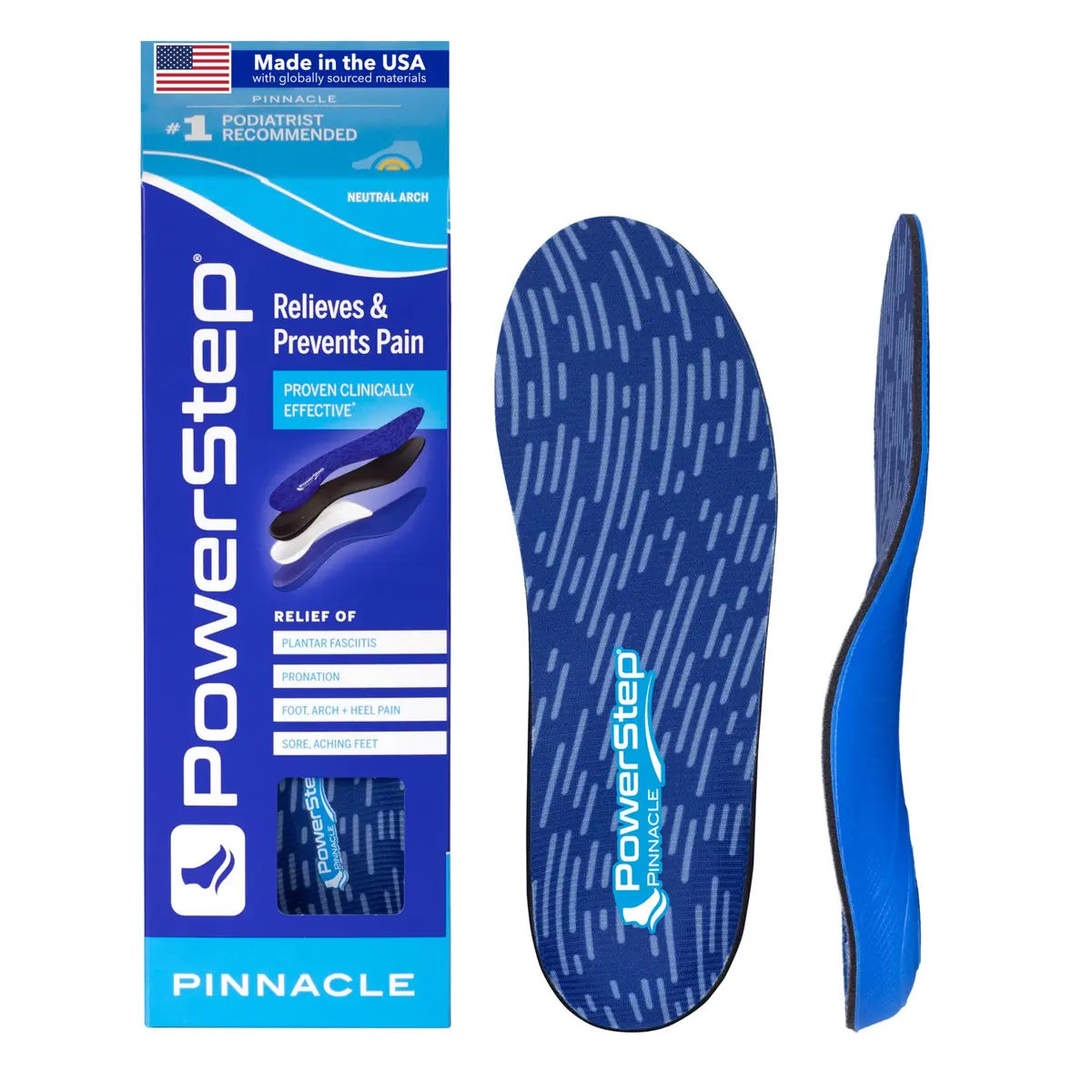 PowerStep Pinnacle Insoles Plantar Fasciitis Relief | Neutral Arch Support for Foot Pain - main product image