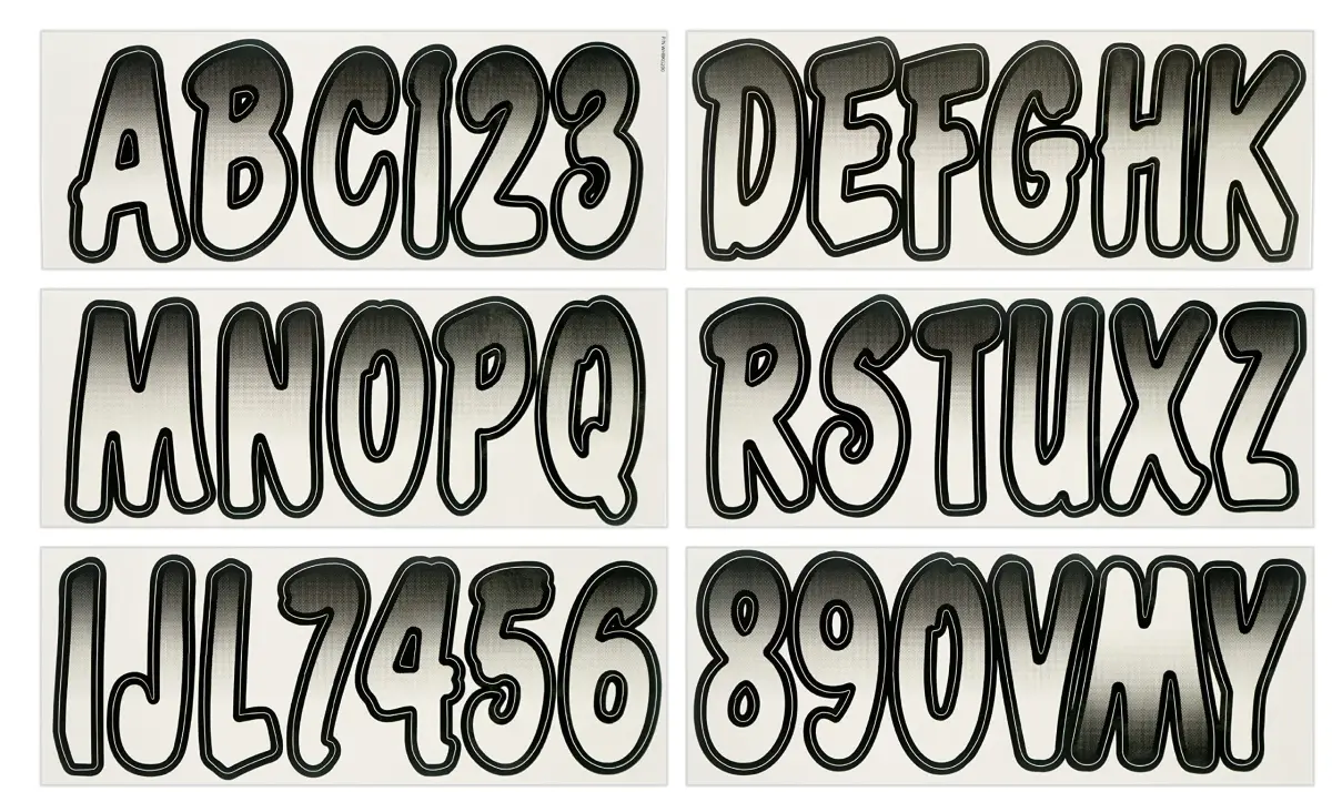 Hardline Products Series 200 Boat Registration Kit 3 Inch White/Black Gradient | USCG Compliant Marine Vinyl Lettering & Numbers - main product image