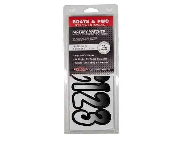 Hardline Products Series 200 Boat Registration Kit 3 Inch White/Black Gradient | USCG Compliant Marine Vinyl Lettering & Numbers - view 3