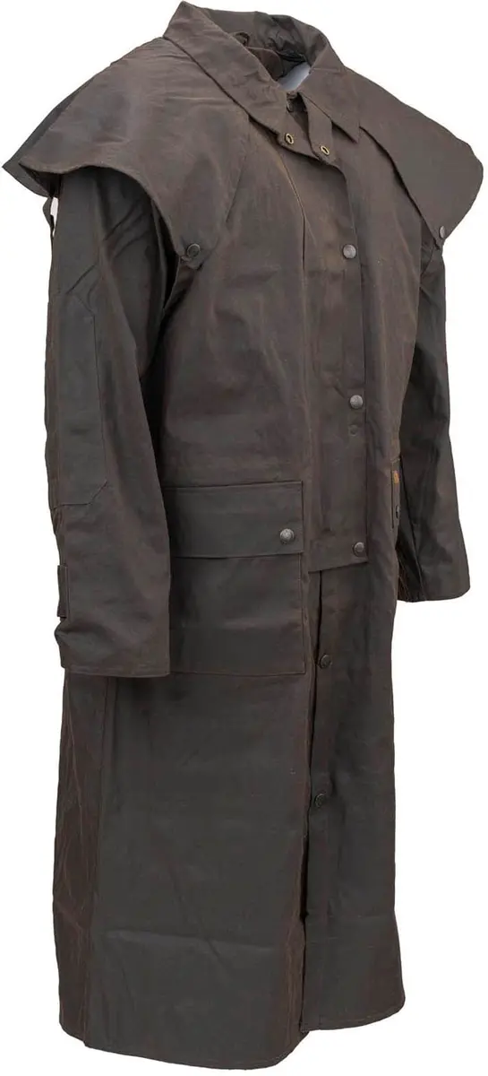 Outback Trading Company Unisex Low Rider Duster Brown Small | Waterproof Oilskin Coat - view 3