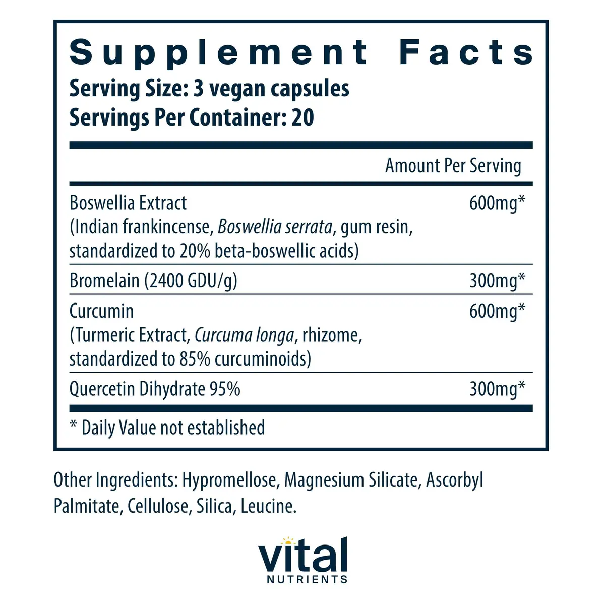 Vital Nutrients BCQ Vegan Capsules 60 | Supports Joint & Inflammation - view 2