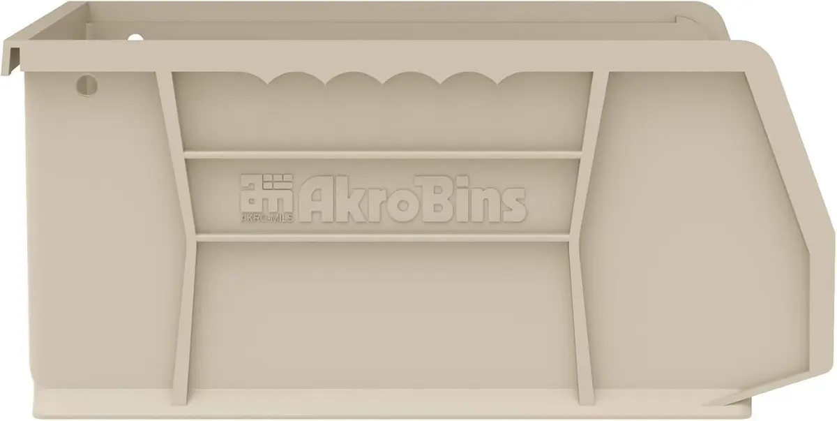 Akro-Mils 30235 AkroBins Plastic Storage Bins 11"x11"x5" Stone 6-Pack | Heavy Duty Stackable Organizer for Home & Garage - view 7
