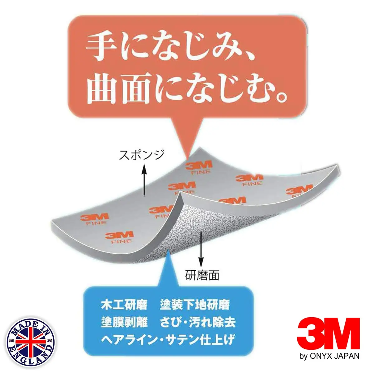 3M Softback Sanding Sponge, 02604, 4 1/2 in x 5 1/2 in, Fine Grit | Flexible, Precise Hand Sanding Tool - view 3