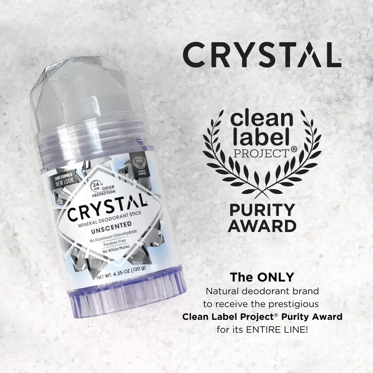 Crystal Essence Unscented Deodorant Stick 120.5g (4.25 oz) | Natural Mineral Odor Protection - view 8