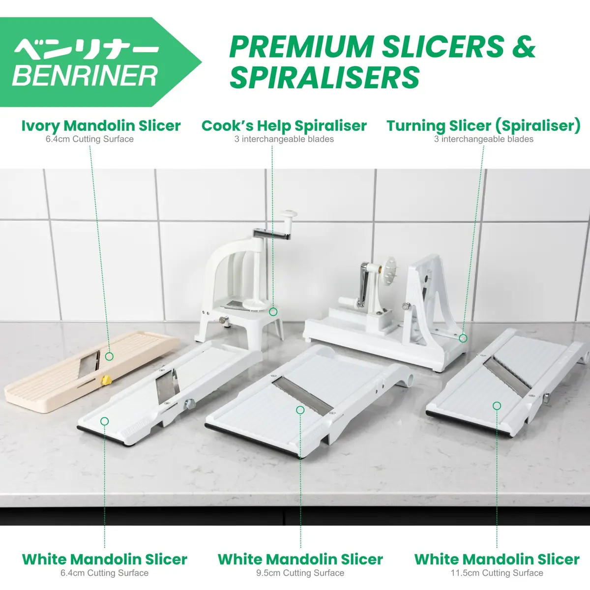 Benriner Japanese Mandolin Vegetable Slicer | Ultra-Sharp Steel Blades, Adjustable Thickness, 31.5cm - view 8