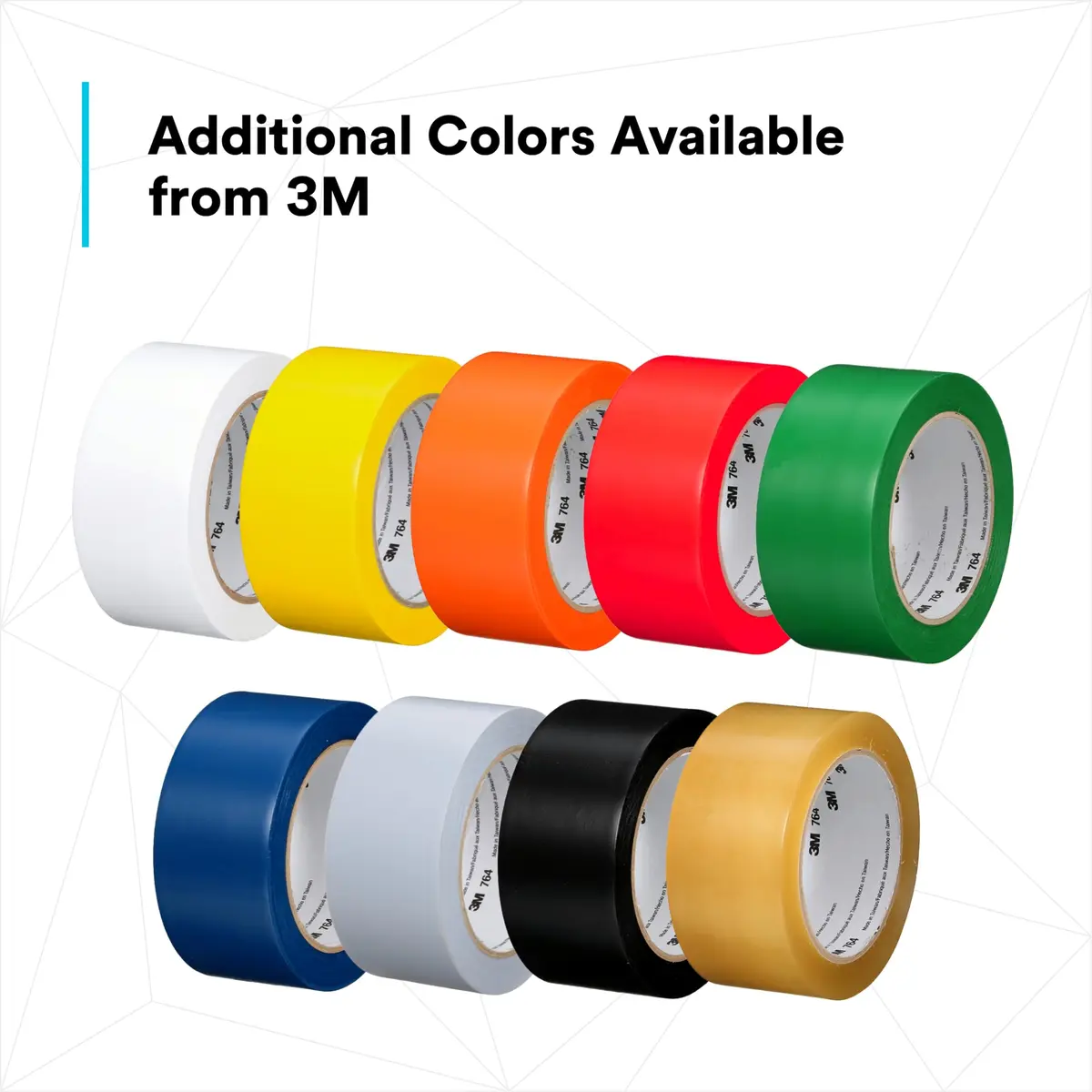 3M General Purpose Vinyl Tape 764, Yellow | Conforms to uneven surfaces, ideal for safety marking and bundling - view 6