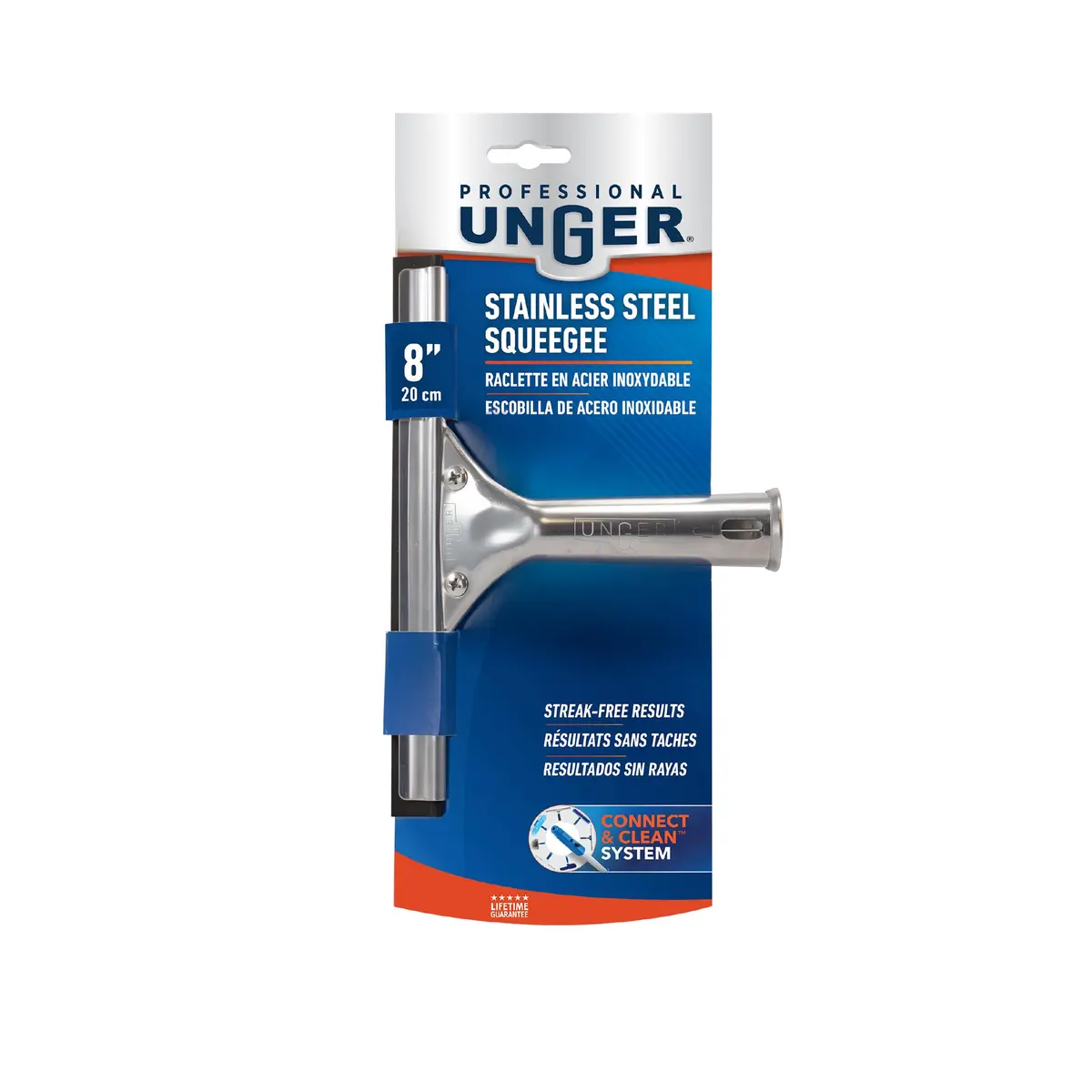 Unger Professional 8” Stainless Steel Window & Glass Squeegee | Heavy Duty, Streak-Free Results for Window Cleaning - view 7
