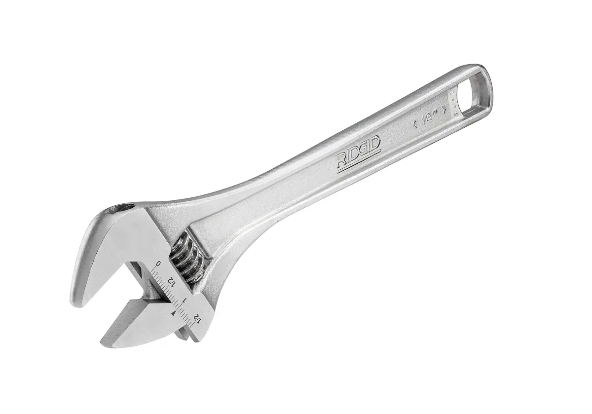 RIDGID 86917 762 Adjustable Wrench, 12-inch (300 mm) for Metric and SAE, Silver | Forged Alloy Steel Durability - main product image