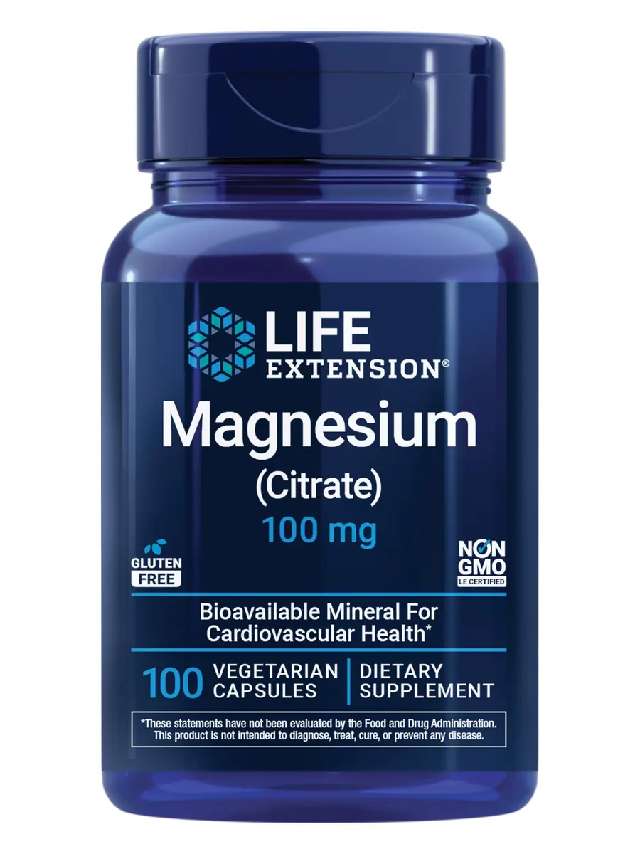 Life Extension Magnesium Citrate, 100 mg, Heart & Bone Support, 100 Capsules - main product image