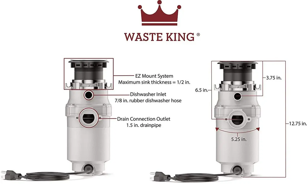 Waste King L-1001 Garbage Disposal 1/2 HP | Continuous Feed, Stainless Steel - view 4