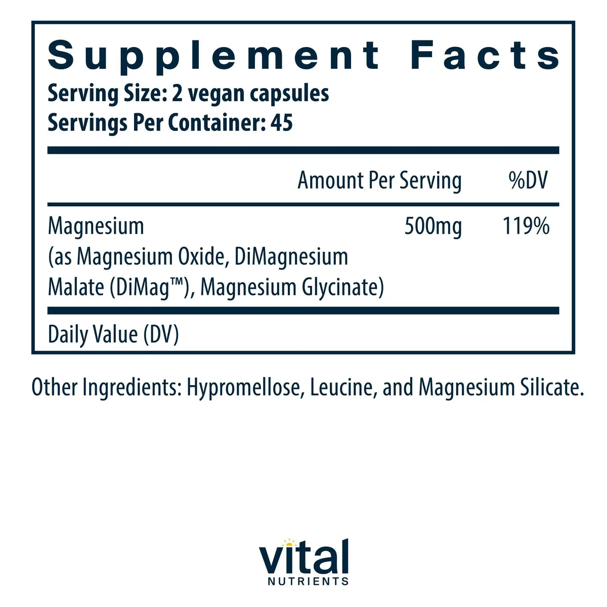 Vital Nutrients Triple Magnesium Complex 500mg | Vegan, Supports Sleep & Stress Relief - view 2