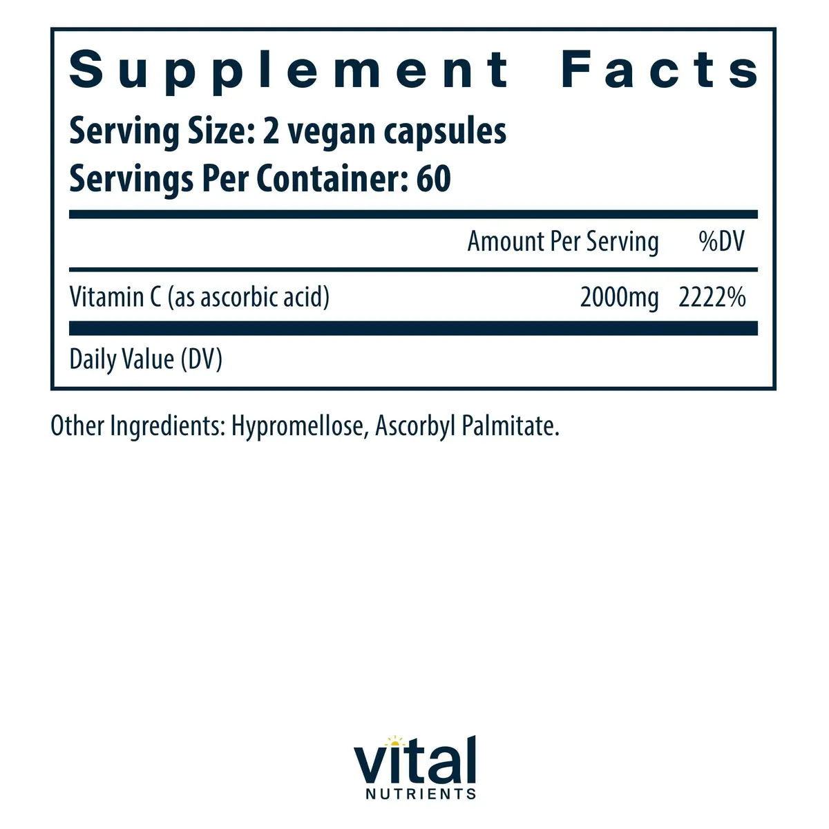 Vital Nutrients Vitamin C 1000mg | Pure Ascorbic Acid for Immune & Collagen Support - view 2