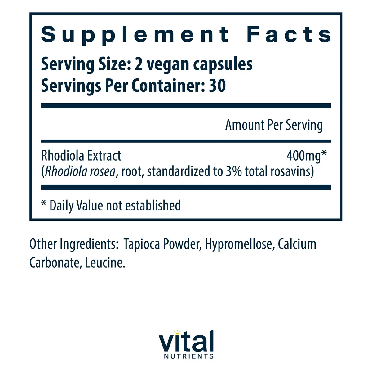 Vital Nutrients Rhodiola Rosea 60 Capsules | Adaptogenic Herb for Energy & Stress Support - view 2