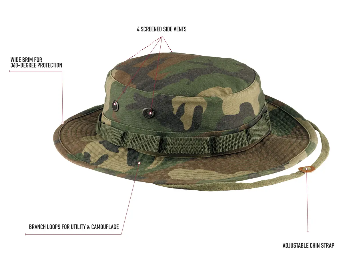 Rothco 100% Cotton Rip-Stop Boonie Hat | Ultimate Sun Defense Bucket Hat for Outdoors (US, Numeric, 7, Woodland Camo) - view 3