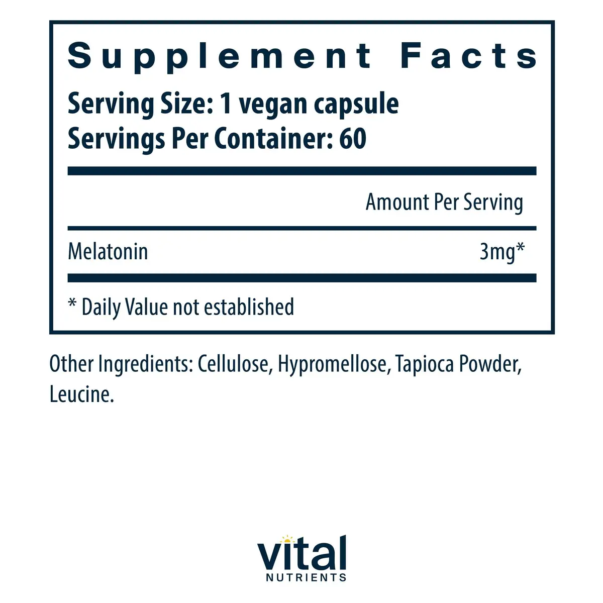 Vital Nutrients Melatonin 3mg | Vegan Sleep Support Capsules for Natural Sleep Cycle - view 2