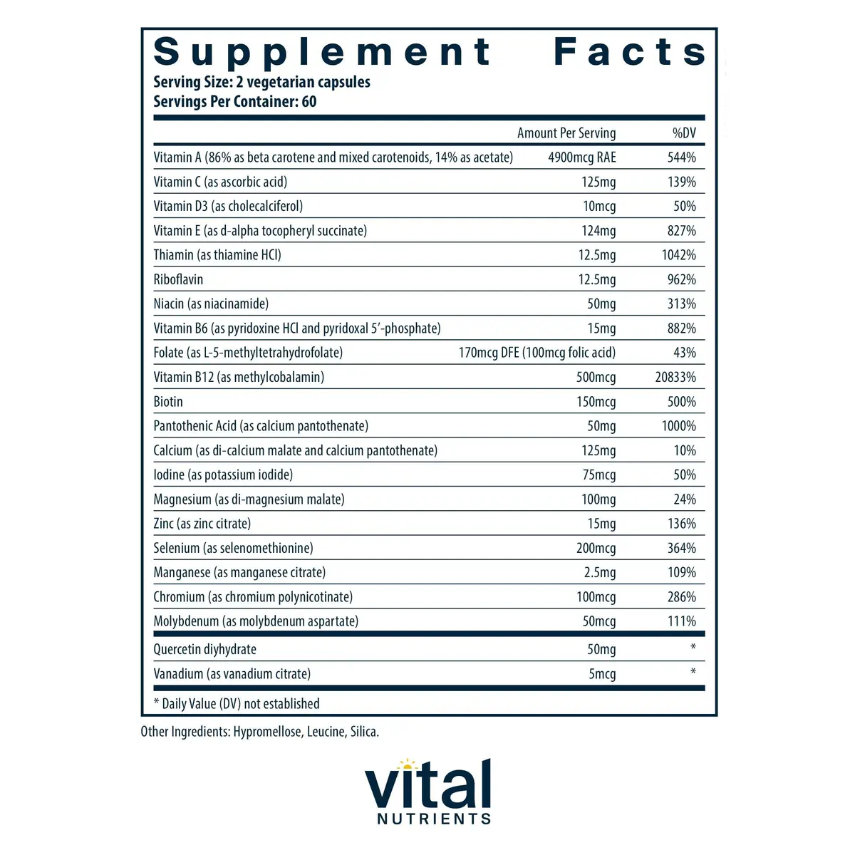 Vital Nutrients Multi-Nutrients 5 Ultra Antioxidant Formula, 120 Capsules | No Iron, Copper, Boron | Supports Immunity & General Nutrition - view 2
