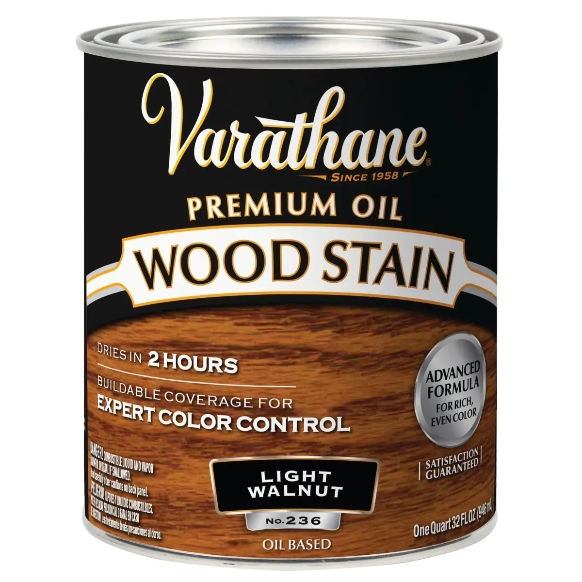 Varathane Light Walnut Oil-Based Wood Stain Quart (32 Fl Oz) | Rich Translucent Color for Interior Wood - main product image
