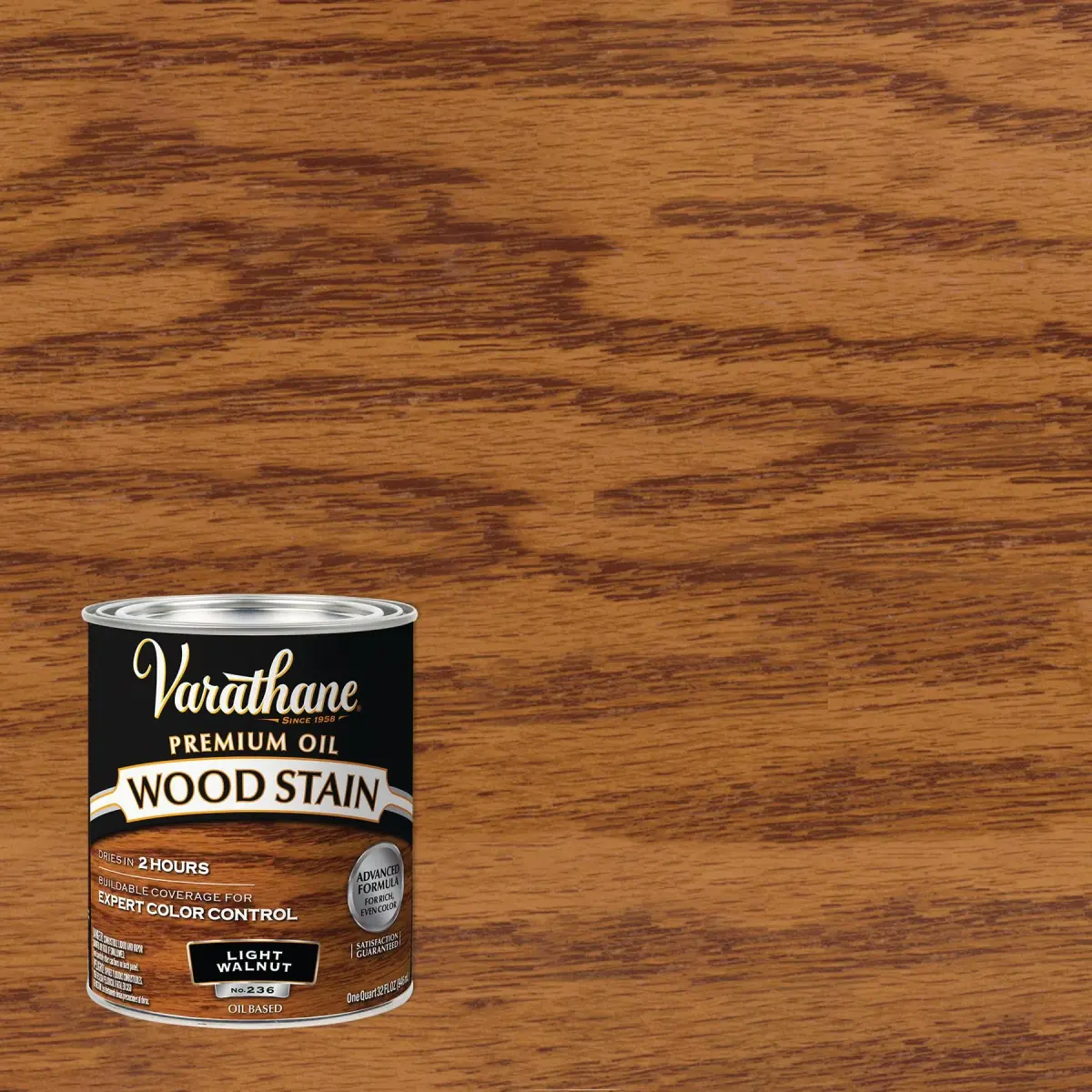 Varathane Light Walnut Oil-Based Wood Stain Quart (32 Fl Oz) | Rich Translucent Color for Interior Wood - view 2
