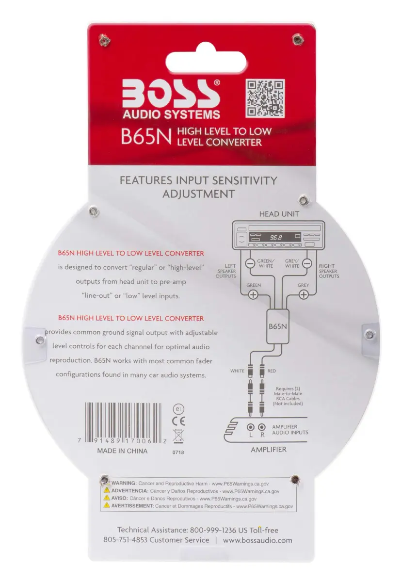 BOSS Audio Systems B65N High Level to RCA Converter & Ground Loop Isolator | Noise Filter for Car Audio Systems - view 3