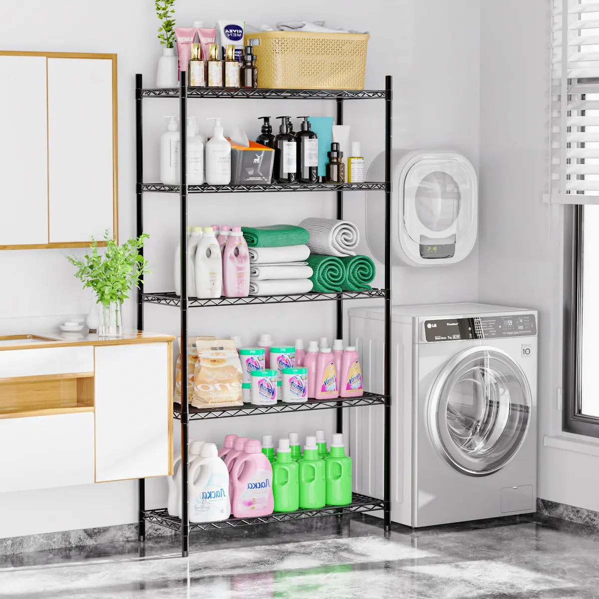 Whitmor 5-Wire Shelving Unit, Metal Storage Shelves, Heavy Duty, Easy Assembly 36"L x 14"W x 72"H - view 2