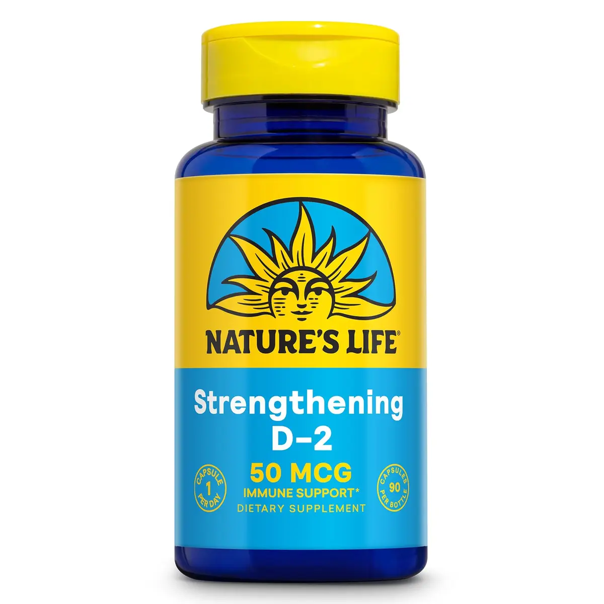 Nature's Life Vitamin D2 2000 IU | Vegan Supplement for Bone & Immunity Support (90 Vegetarian Capsules) - main product image