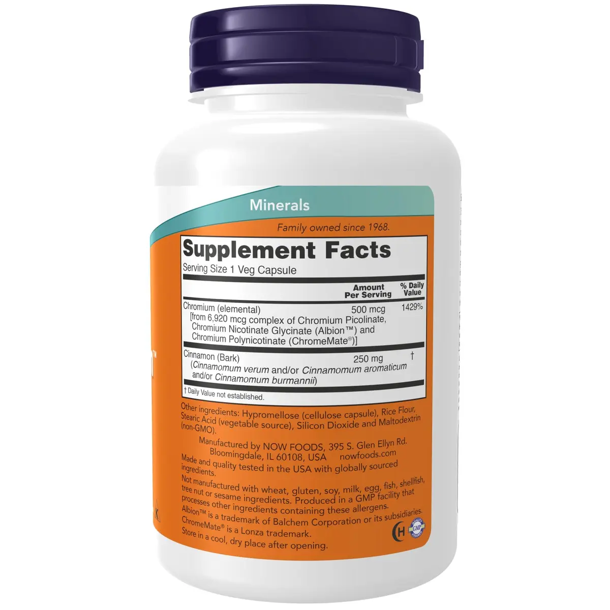 NOW Tri-Chromium™ 500 mcg | Insulin Co-Factor for Glucose Support (70-120 chars) - view 2