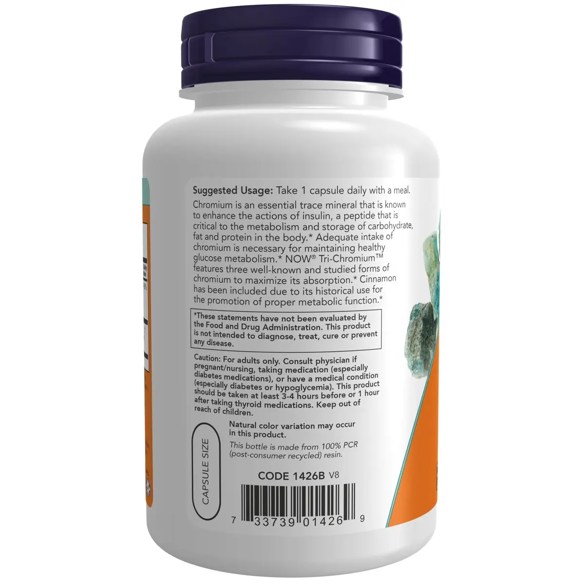 NOW Tri-Chromium™ 500 mcg | Insulin Co-Factor for Glucose Support (70-120 chars) - view 3