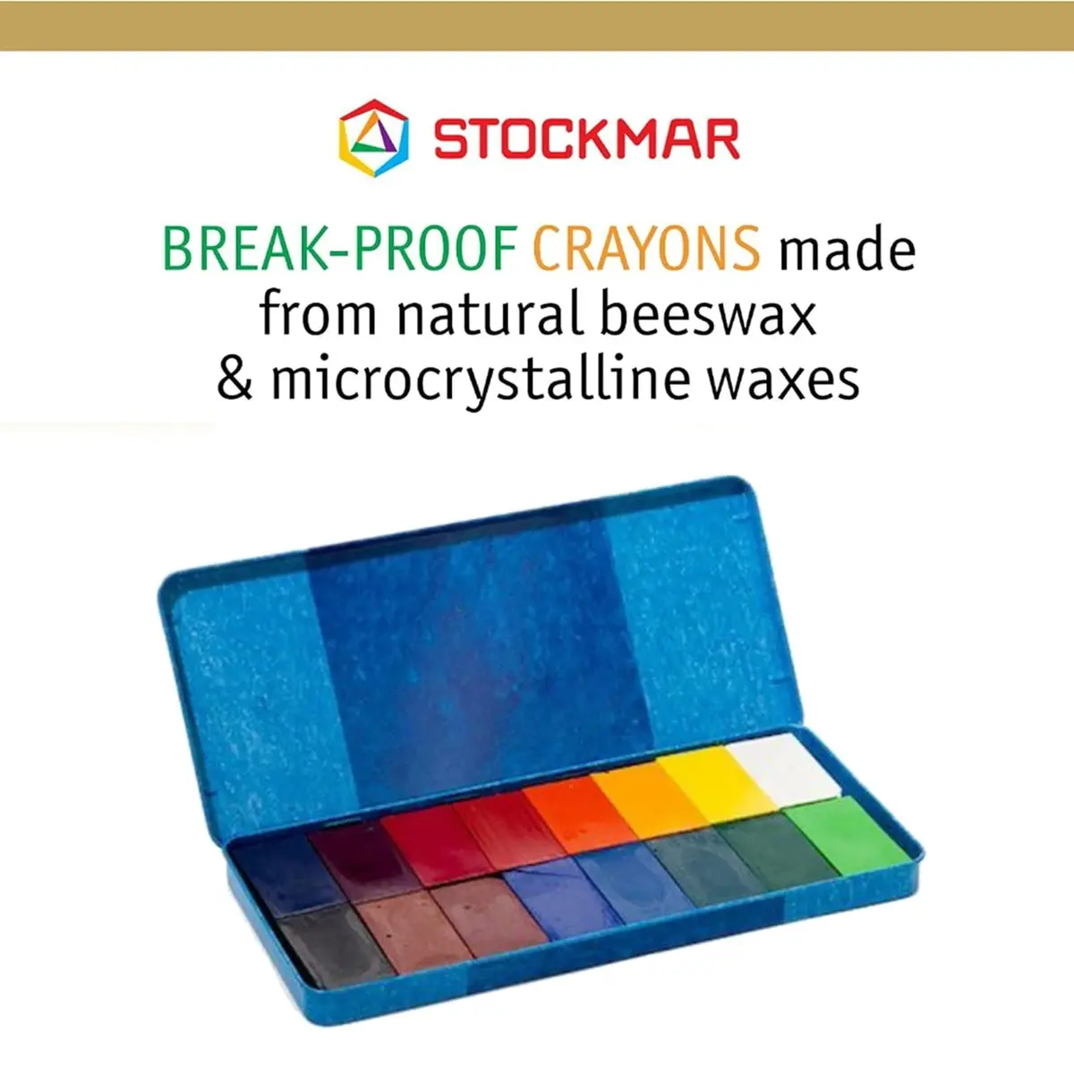 STOCKMAR Wax Block Crayons 16 Assorted Colors in Tin Case | Beeswax-Based Art Crayons for Drawing & Coloring - view 8