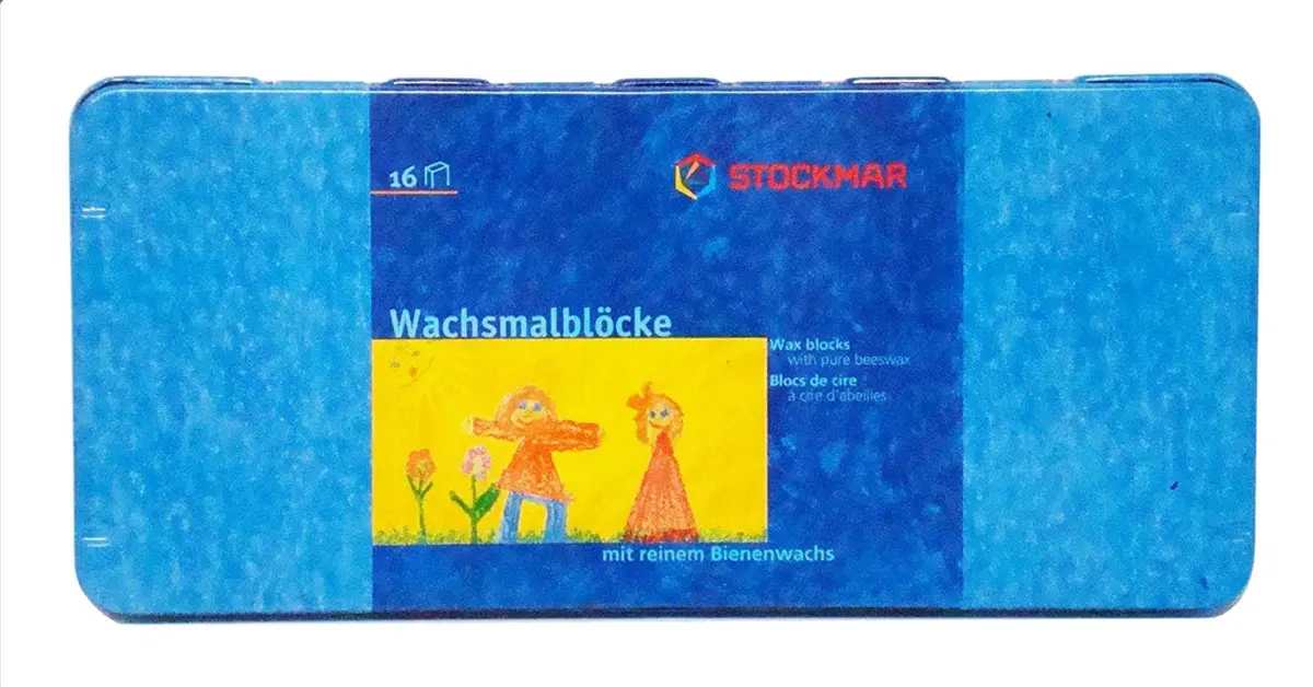 STOCKMAR Wax Block Crayons 16 Assorted Colors in Tin Case | Beeswax-Based Art Crayons for Drawing & Coloring - view 4