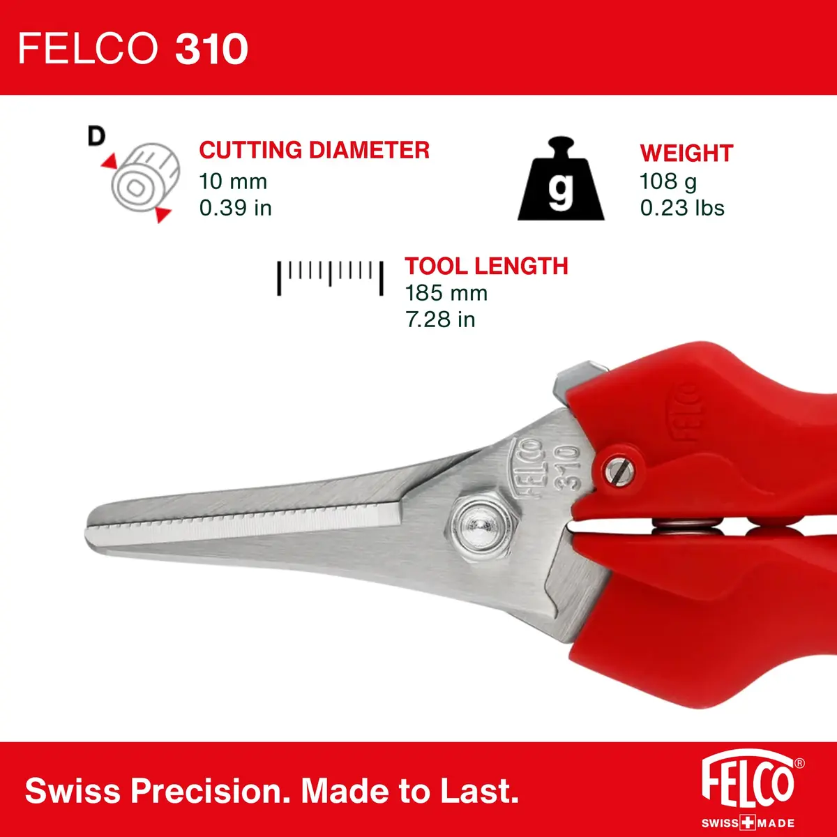 FELCO F310 Pruning Snips – 18cm Lightweight Garden Clippers for Fine Trimming & Harvesting | Precision Tip - view 4