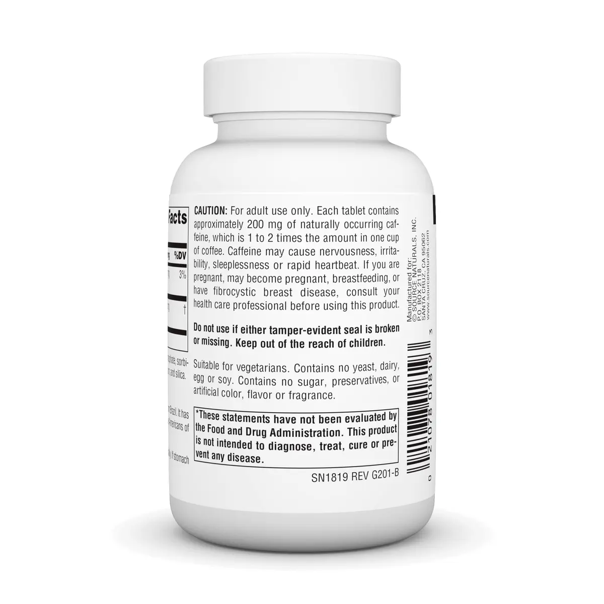 Source Naturals Guarana Energizer 60 Tablets | Long-Lasting Energy Support with Caffeine - view 3