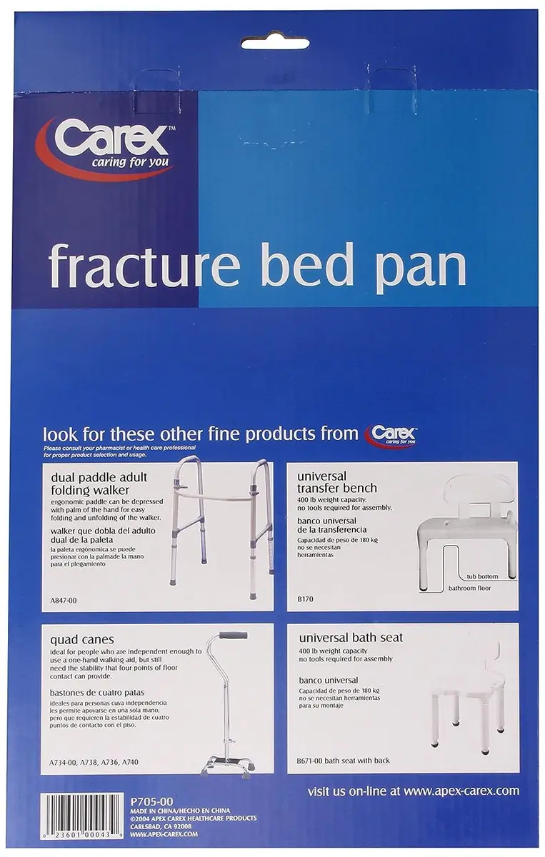 Carex Fracture Bed Pan with Handle, 1.4 L (47.3 oz) Capacity | Essential for Bedridden Patients - view 2