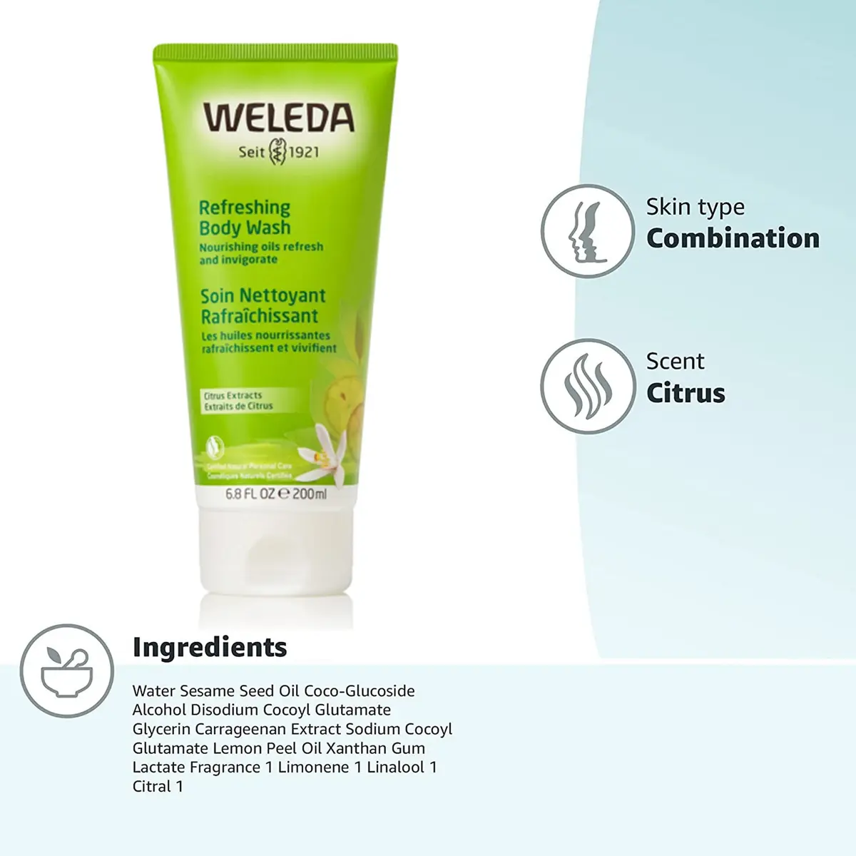 Weleda Citrus Body Wash 6.8 Fl Oz | Refreshing Plant-Based Cleanser for Skin - view 3