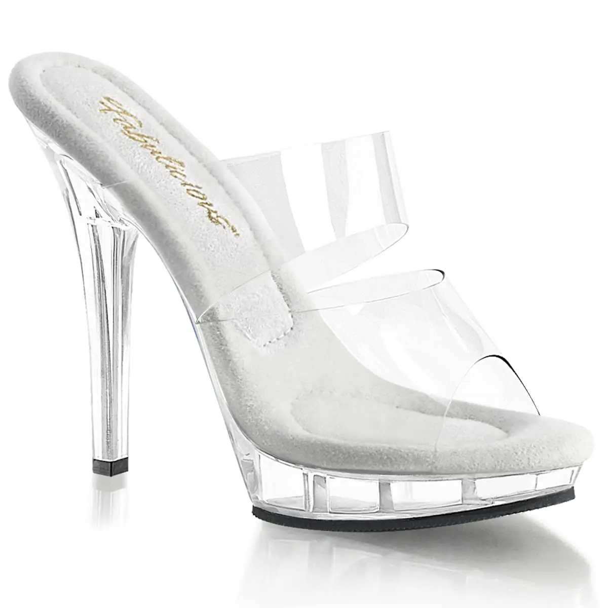 Pleaser Lip-102 Platform Slide Sandal Clear/Clear | 5" Heel & 0.75" Platform for Formal & Party Wear - main product image
