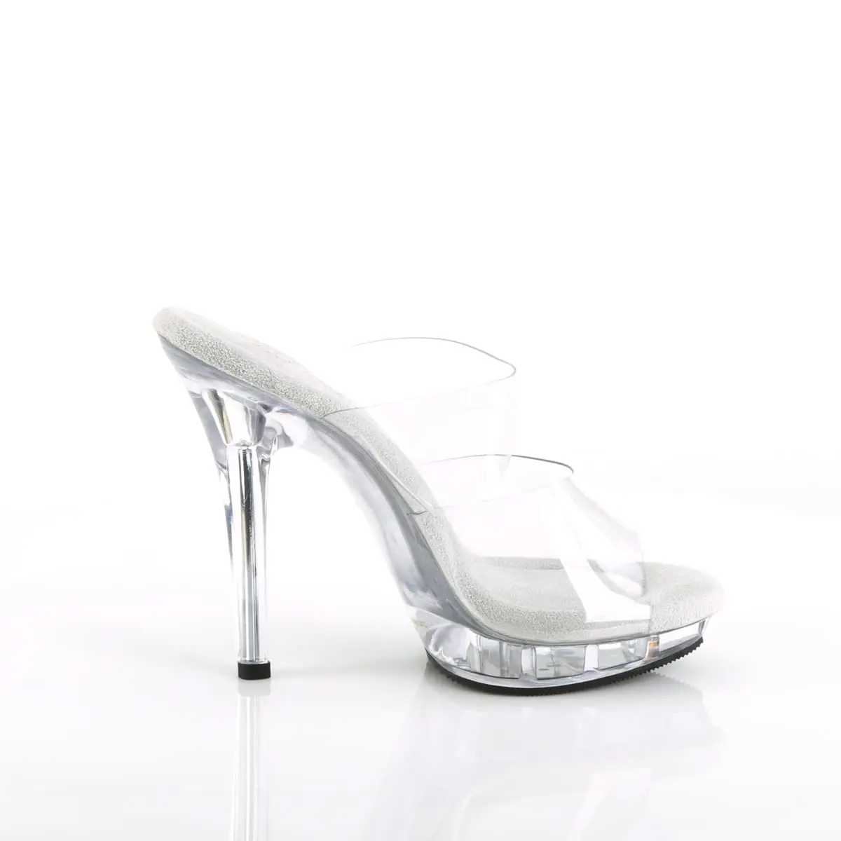 Pleaser Lip-102 Platform Slide Sandal Clear/Clear | 5" Heel & 0.75" Platform for Formal & Party Wear - view 7