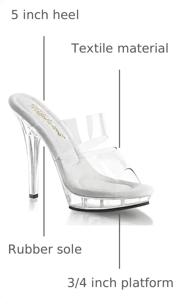Pleaser Lip-102 Platform Slide Sandal Clear/Clear | 5" Heel & 0.75" Platform for Formal & Party Wear - view 3