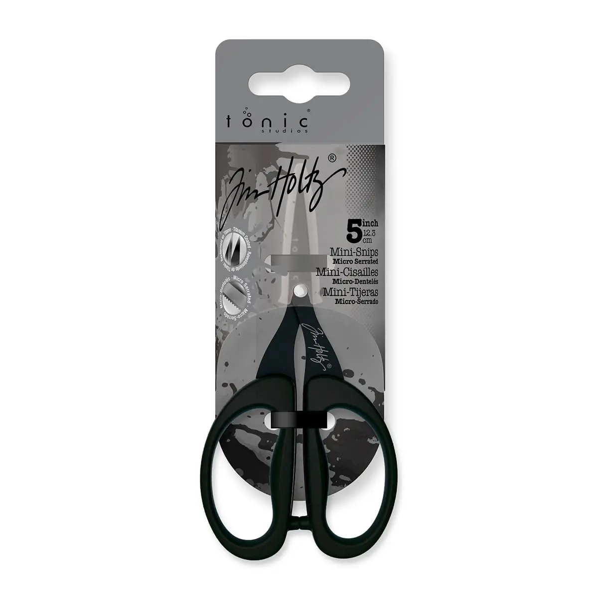 Tonic Studios Tim Holtz 5 Inch Mini Snips Scissors 12.7 cm (5 Inch) | Micro Serrated Titanium Blade for Precision Crafting - main product image