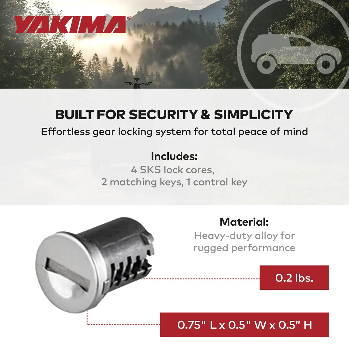 Yakima SKS Lock Cores for Car Rack Systems, 4 Pack | Secure Your Gear with One Key - view 5