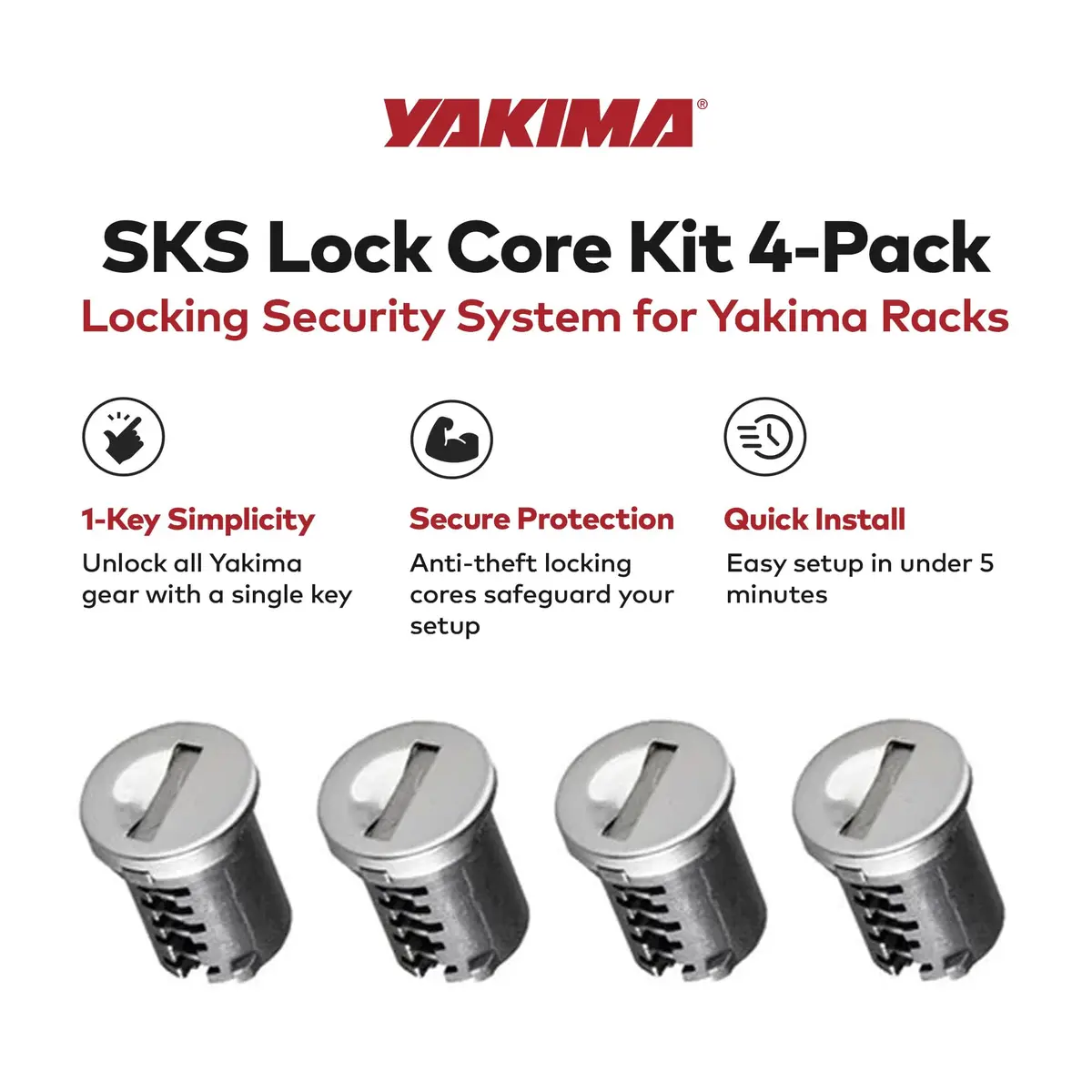 Yakima SKS Lock Cores for Car Rack Systems, 4 Pack | Secure Your Gear with One Key - view 2
