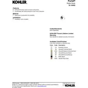 Kohler Purist Robe Hook Polished Chrome | Solid Brass Construction for Durability and Reliability - view 2